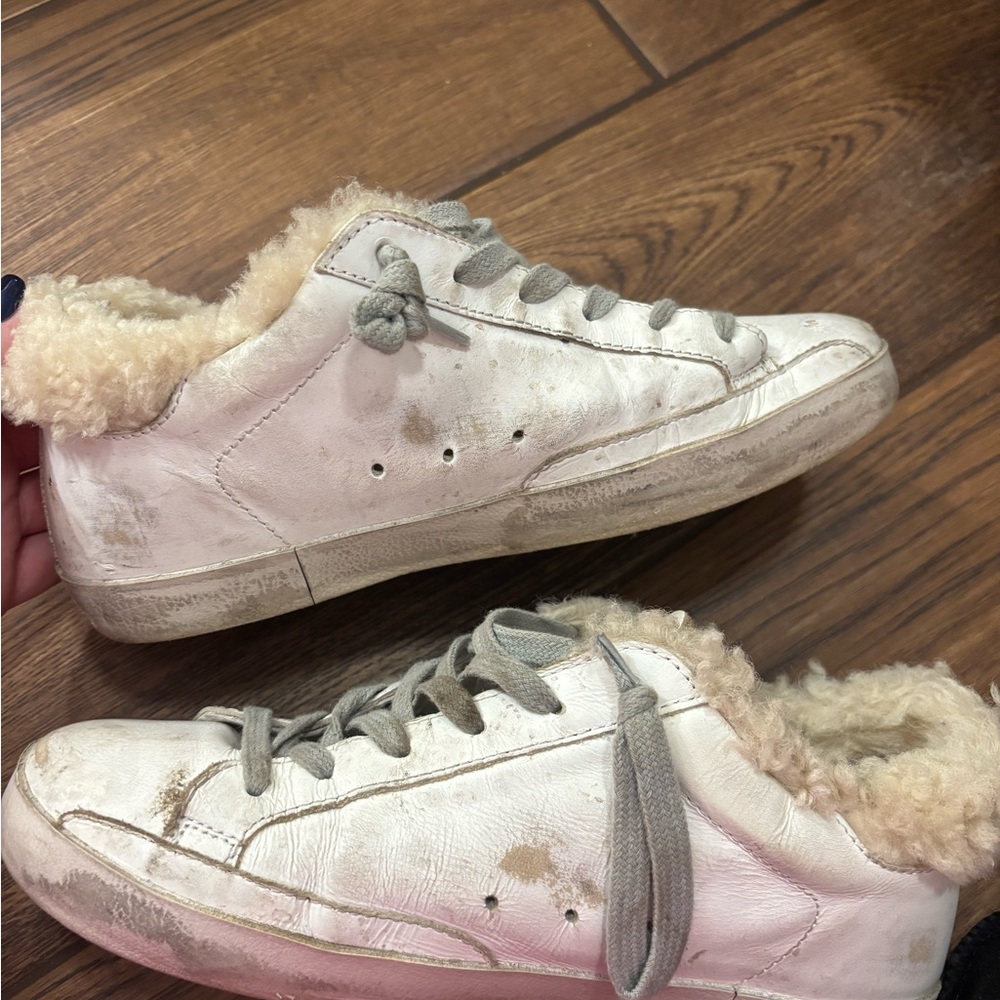 Golden Goose White and Cream Sherpa Lined Sneakers - Picture 3 of 13